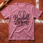 Baseball Mom Red Hearts T-Shirt