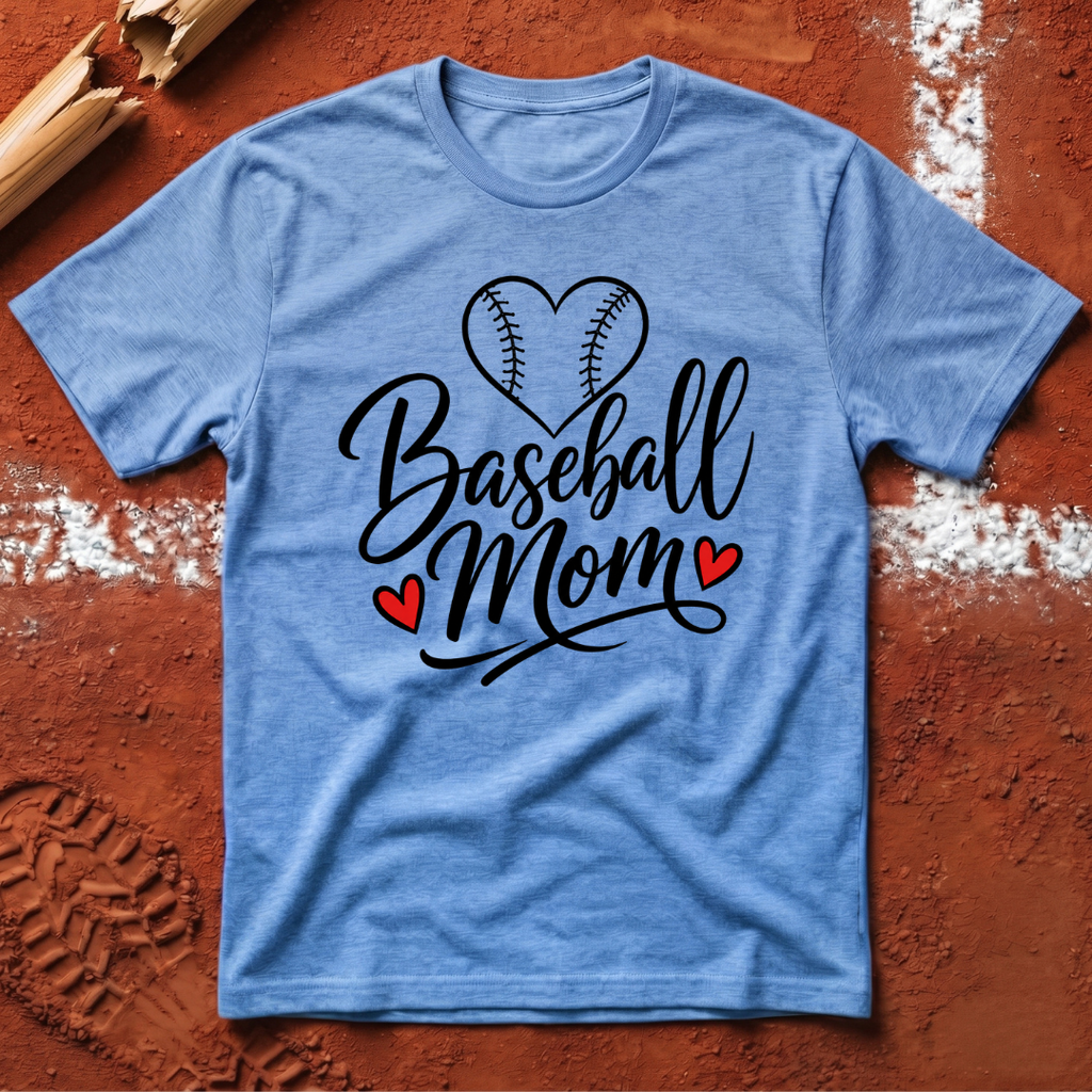 Baseball Mom Red Hearts T-Shirt