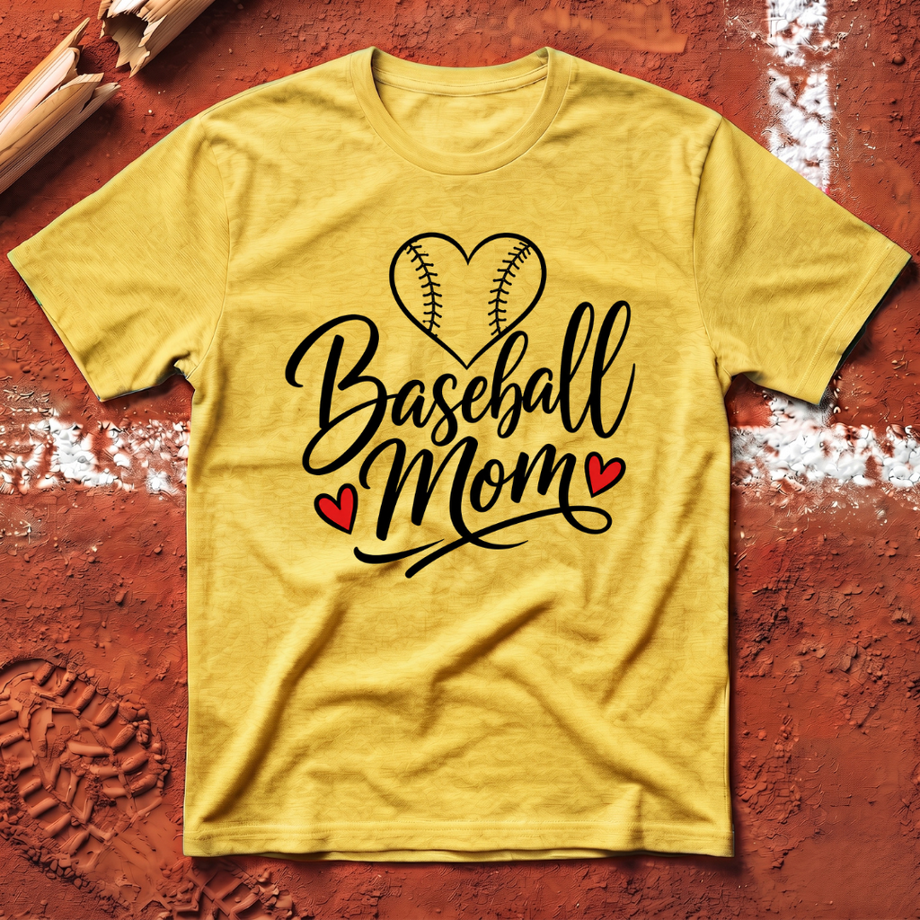 Baseball Mom Red Hearts T-Shirt