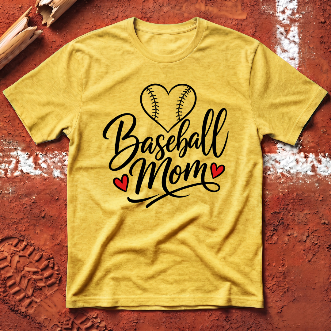 Baseball Mom Red Hearts T-Shirt