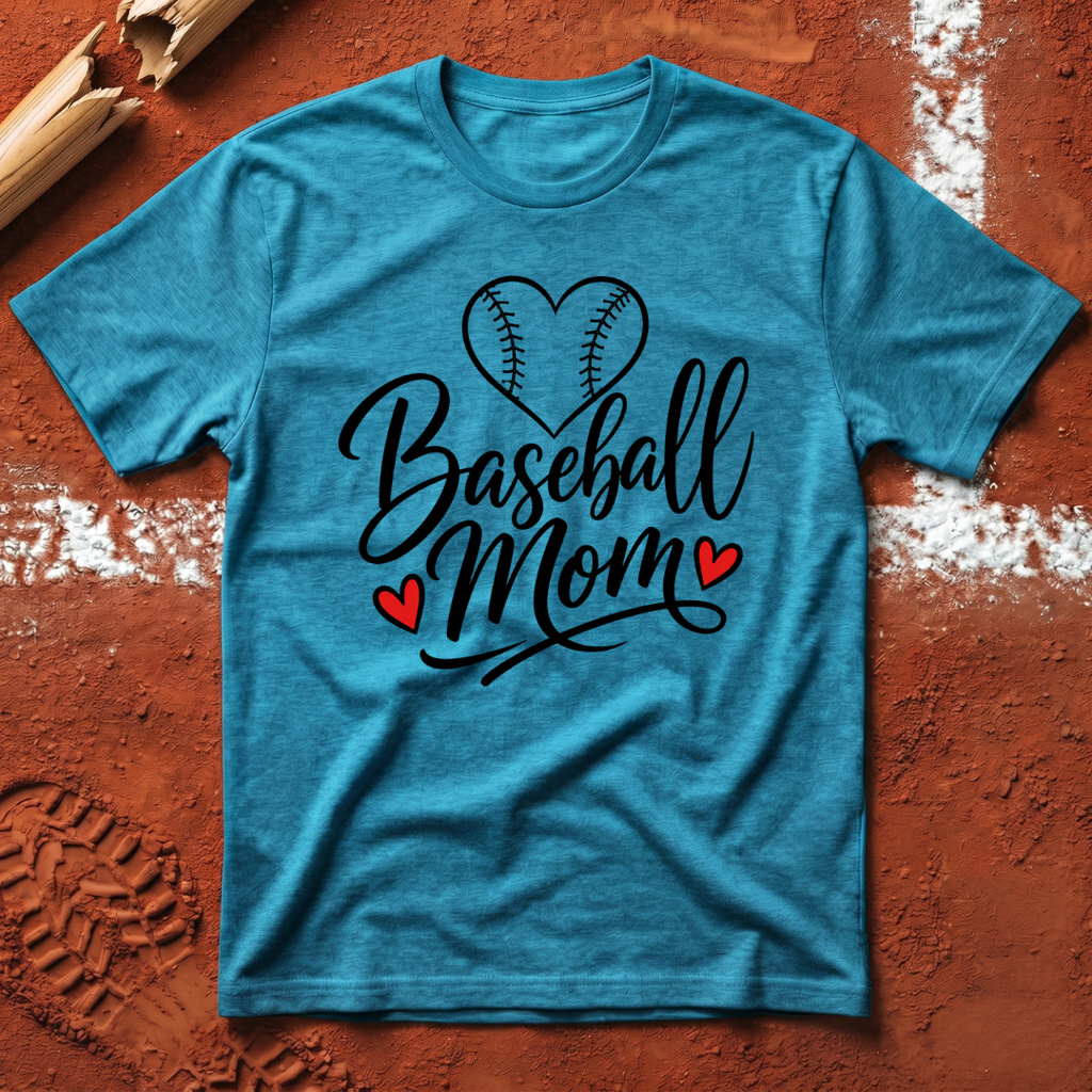 Baseball Mom Red Hearts T-Shirt