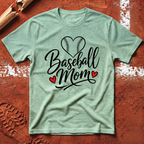 Baseball Mom Red Hearts T-Shirt