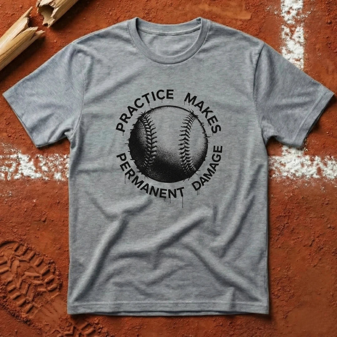Practice Makes Permanent Damage T-Shirt - Sport Grey | Pitch Please